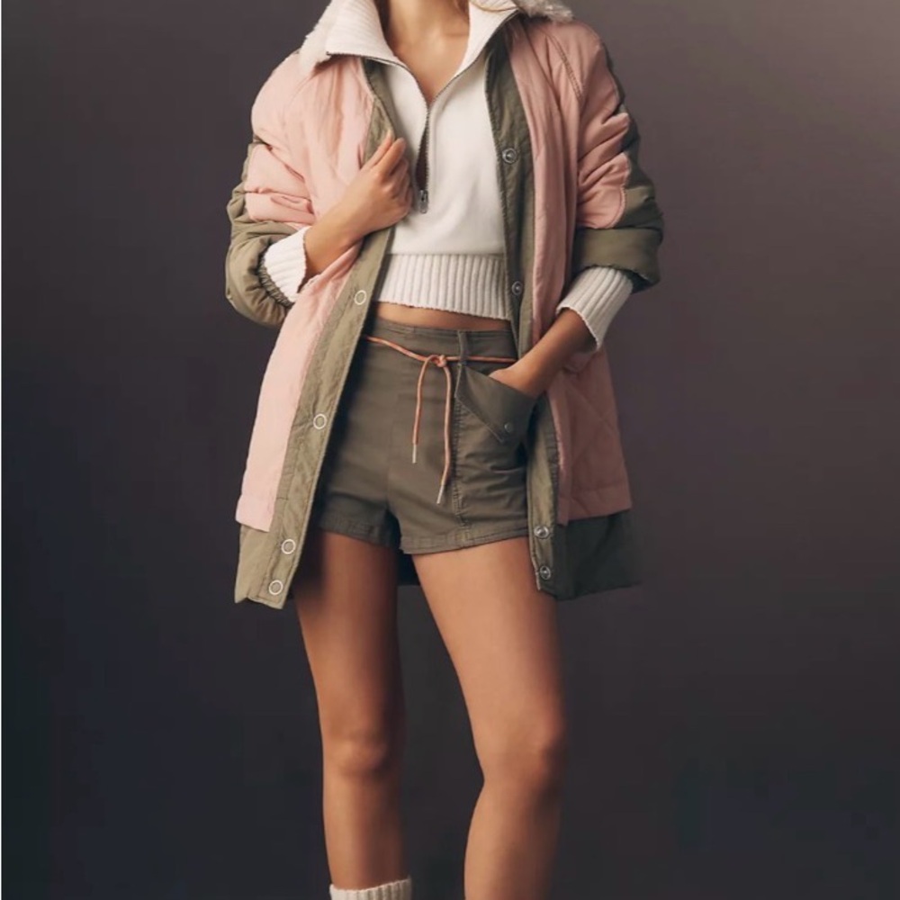 Pilcro Pink and Olive Quilted Jacket